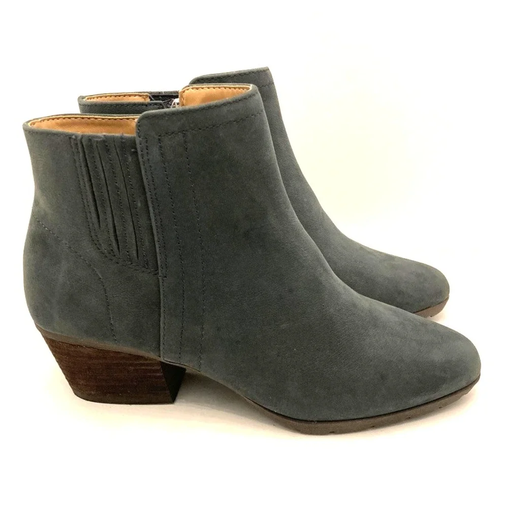 Blondo Women 5.5 Valli 2.0 Ankle Boots Blue Suede‎ Leather Block Heel Waterproof